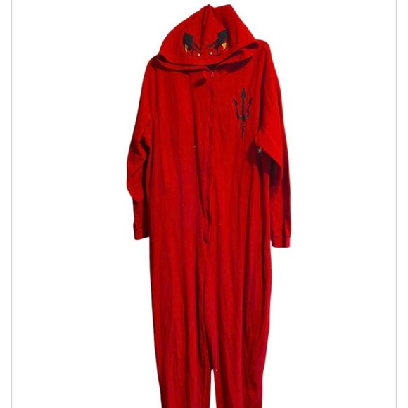 Mountain Ridge Onesie Red Fleece Lounger in a Devil Adult Unisex Pajamas Costume - Picture 1 of 7